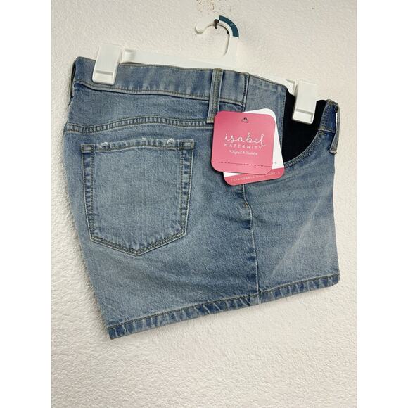Isabel Maternity Midi Jean Shorts New Expandable Side Panels 4" Inseam Size 6 - Picture 2 of 6